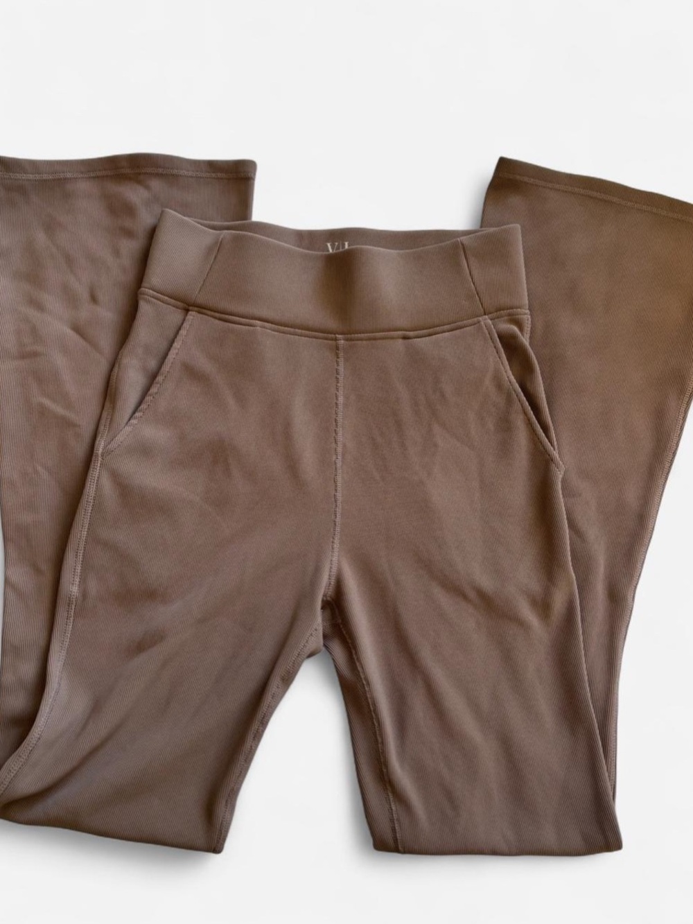 Vital Life Activewear Brown Ribbed High-Rise Flared Lounge Pants Medium - Picture 2 of 5